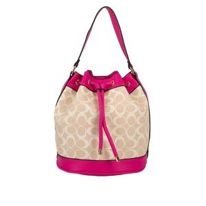 NEW Chic Boutique Rose Pink & Tan Bucket Bag